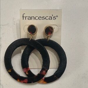 Francesca's Collections Black and Tortoiseshell Earrings